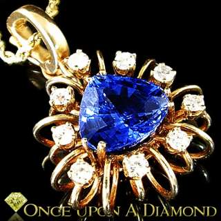 Yellow Gold 4.60ctw NO HEAT Untreated Blue Sapphire Solitaire Pendant 