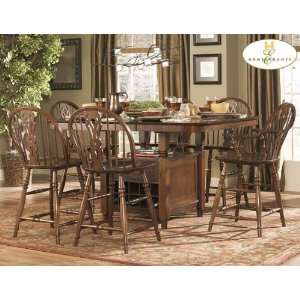 Hutto 7pc Counter Height Dining Set Burnsihed Oak Finish  