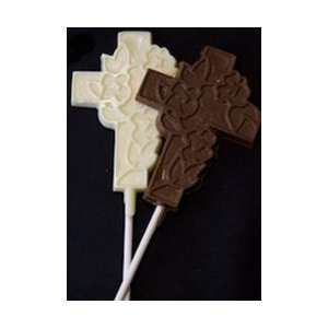 Large Chocolate Cross with Flowers  Set Grocery & Gourmet Food