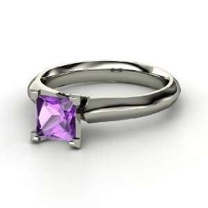  Simplicity Princess Ring, Princess Amethyst Platinum Ring 