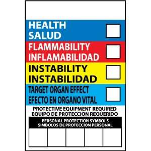 Right To Know Labels, Write On Color Bar (Bilingual), 6X4, Adhesive 