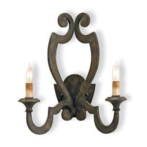  Retrospect Rustic Wrought Iron Scroll 2 Light Wall Sconce 