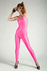 Nylon Spandex Unitard Bodysuit Leotard Jumpsuit Catsuit Neon Hot Pink 