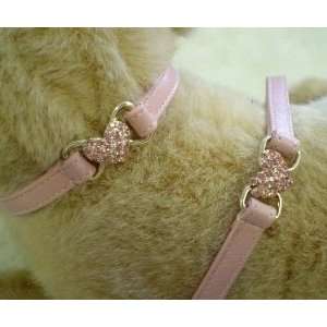  Baby Pink Leather Heart Collar: Pet Supplies