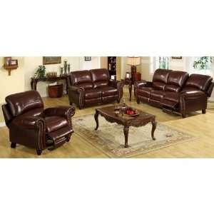  Winfield Leather Pushback Reclining Sofa, Loveseat, and 