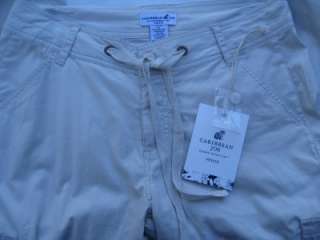 Womens Caribbean Joe Cargo Capri Crop Pants Size 10 Petite NWT  