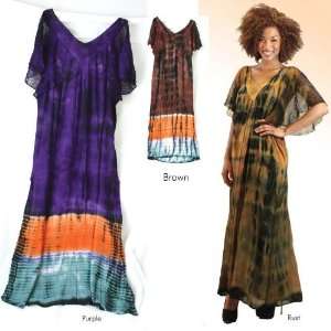  Sheer V Neck Dress  Fuschia / Tie Dye 