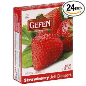 Gefen Jello Strawberry, 3 Ounce (Pack of 24)  Grocery 