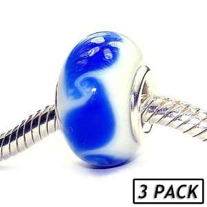 Coastal Collection Silver Glass Beads (3 Pack)   Jolla Blue (Pandora 