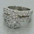 Dazzling Vintage Estate 14K White Gold Round Diamond Wedding Ring Set 