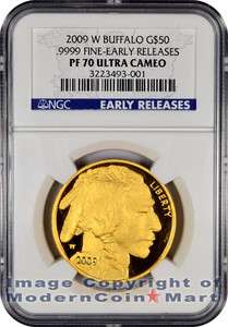 2009 W $50 Gold Buffalo NGC PF70 UCAM Proof 70 Ultra Cameo 1 Oz Early 