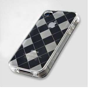 Clear Argyle Grid Lattice Soft TPU Case For Iphone 4 4G  