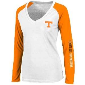  Neck T Shirt   White/Tennessee Orange (Large): Sports & Outdoors