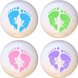  Baby Nursery Footprints Drawer Pulls Knobs Set of 4: Home 
