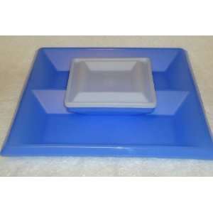 Tupperware Hor doeuvres Blue HUGE Divided Dip Tray Parties 