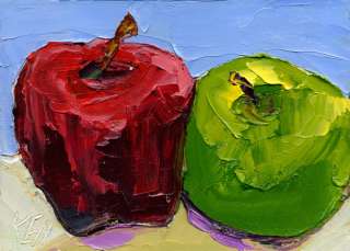   Green Still Life Fruit Impression Art Oil Painting Palette Knives KEN