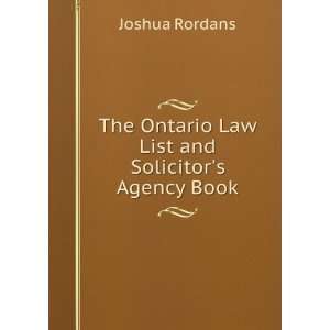   Ontario Law List and Solicitors Agency Book Joshua Rordans Books