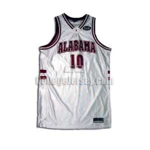 White No. 10 Game Used Alabama Nike Basketball Jersey (SIZE XL 