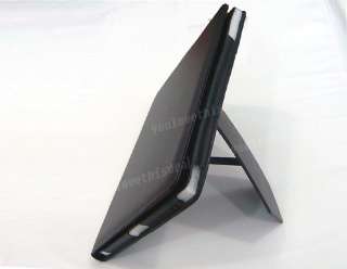 Leather Case folio w/stand for iPad 2 ipad2 Black  