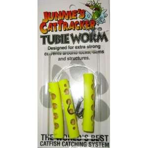   Tracker Catfish Fishing Tubie Worm Yellow Pack of 3