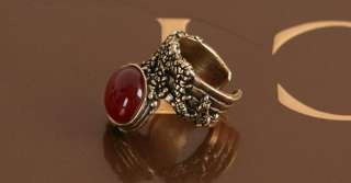   Gemstone Armor Knuckle Cocktail Antique Gold GP Arty Ring g150  
