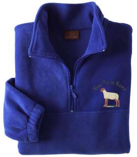Tunis Sheep Custom Name Embroidery 1/4 Zip Fleece S M L XL 2X 3X Wool 