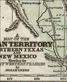 1844 LARGE INDIAN TERRITORY MAP TEXAS & NEW MEXICO  