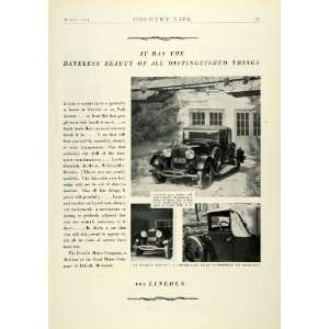  1929 Ad Antique Lincoln Sport Roadster Locke Car Body 