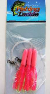 Pink Tuna Cod Soft Octopus Trailing Rigs 3x 4/0 Hooks  