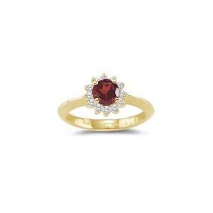  0.48 Cts Diamond & 4.42 Cts Garnet Ring in 14K Yellow Gold 