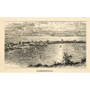  1888 Wood Engraving Barranquilla Colombia Landscape 