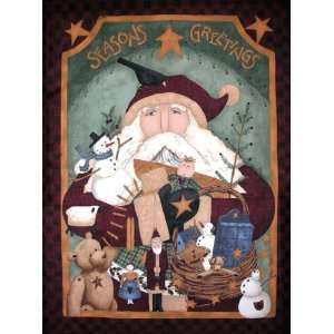   45 Wide Folk Santa Panel Fabric By The Panel: Arts, Crafts & Sewing