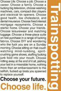 MOVIE POSTER ~ TRAINSPOTTING CHOOSE LIFE SPEECH QUOTES  