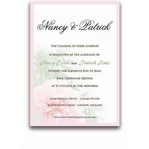  55 Rectangular Wedding Invitations   Pink Carnation Joy 