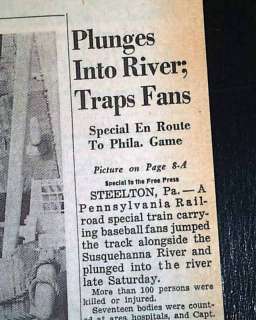1962 STEELTON PA Railroad Train Disaster OLD Newspaper  