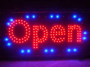 Animated LED Neon Light Open Sign Red Blue LED NEW 746  