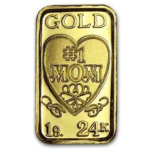    1 Gram #1 Mom Design Gold Bar .9999 Fine: Arts, Crafts & Sewing