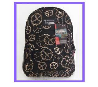 Track Gold Peace Signs Backpack School Bag 16.5 ★ 648335955727 