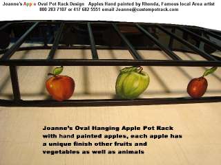 Pot Rack Oval with Hand Painted Apples18 x 36 inch  