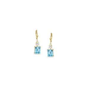  ZALES Blue and White Topaz Drop Earrings in 10K Gold blue 