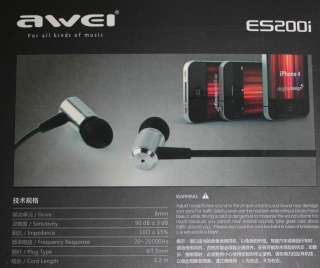 AWEI Brand ES200i Super Boss Earphone Gold Plated Jack Free Shipping 