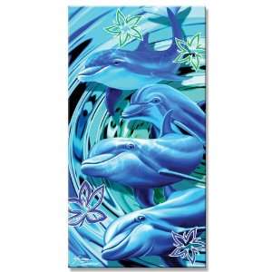  24 Dolphins in Swirling Water Velour Beach Towels 30 x 60 