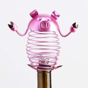  Figurine Metal Wine Bottle Topper   Pig: Home & Kitchen