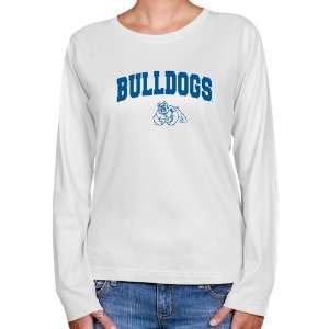 Fresno State Bulldogs Ladies White Logo Arch Long Sleeve Classic Fit T 