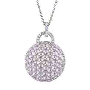CleverSilvers CZ. Round Hammered Beautifully Rhodium Plated Sterling 
