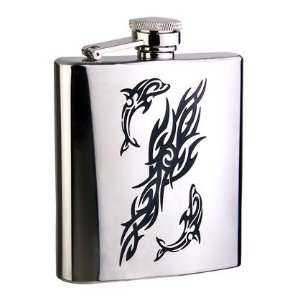 Visol Dolphin 6oz Mirror Finish Stainless Steel Hip Flask:  