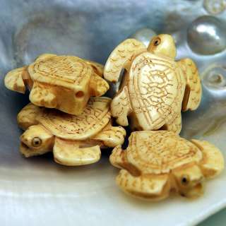 New Carved Ox Bone Tortoise Turtle Loose Bead 4pcs Free  