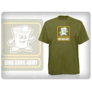  BINGBONG® Army Beer Pong Shirt GREEN: Sports & Outdoors