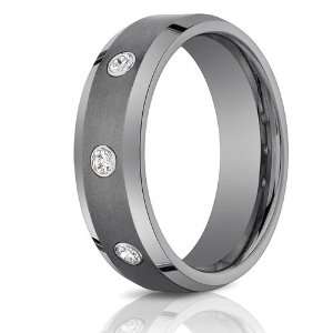  Benchmark 7mm Tungsten Carbide Diamonds Ring with Beveled 