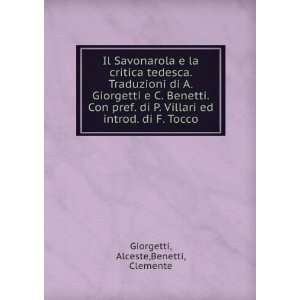 la critica tedesca. Traduzioni di A. Giorgetti e C. Benetti 